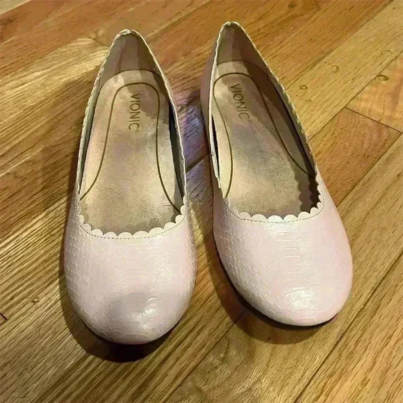 Vionic Julieta Women's Ballet Flats Pink Snake Embossed Size 8.5 - Picture 1 of 9